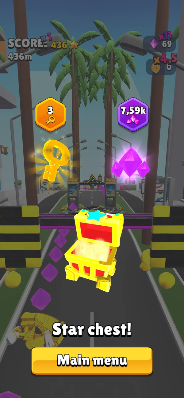 A star chest opening at the end of a run